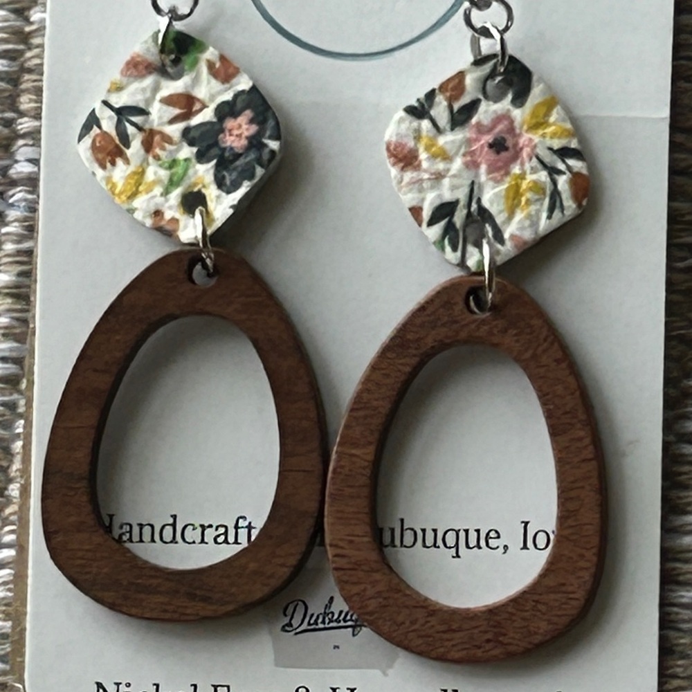 Wood Bohemian Drop Earrings Jewelry by Jen Handcrafted